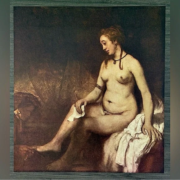 BATHSHEBA, 1654 REMBRANDT Original Vintage Fine Art Print USA Printed Antique